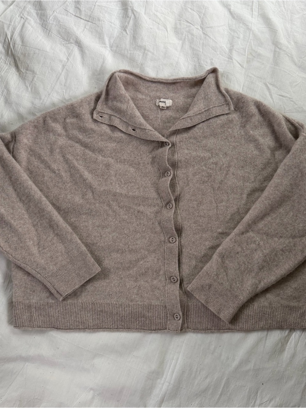 Pilcro Anthropology Cashmere Soft Taupe Button-Front Women's Sweater Cardigan XL